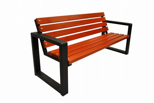 Primario Grande Gartenbank, Parkbank - Gartenmöbel, Outdoor Bank mit 350kg Tragfähigkeit - Sitzbank Holz Wetterfeste (Grande, Mahagoni, 150cm - Sitzlänge, CE)