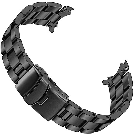 Juntan 18mm 20mm 21mm 22mm Edelstahl Uhrenarmband Gebogene Enden Uhrenarmbänder Metall Armband Schnellverschluss Ersatzarmband für Herren & Damen Entfaltungsschnalle Schwarz Silber
