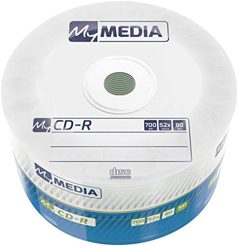 MyMedia CD-R 700 MB, 50er Pack Spindel, CD Rohlinge Labelling, 52-fache Brenngeschwindigkeit mit Langer Lebensdauer, Leere CDs beschreibbar, Audio CD Rohling, CD 50er Spindel