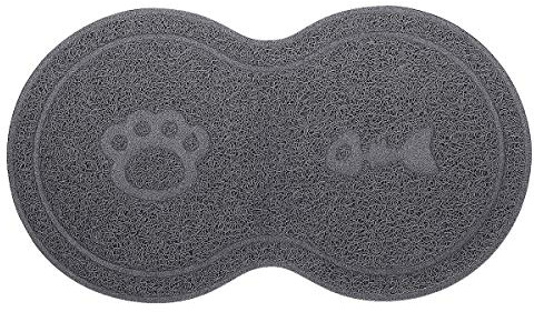 ANBET Napfunterlage Hund und Katzen Klein Silikon Hundenapf Katzennapf Fressnapf Unterlage PVC Wasserdicht rutschfest Katzenmatte Futter Grau Futtermatte für Haustier 45 X 26cm