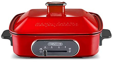 Nueva máquina de alimentos ligera para el desayuno, olla multifunción para el hogar, pequeña sartén eléctrica todo en uno, cocinar, freír, asar, olla caliente eléctrica (rojo)