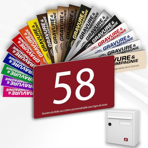 Letterbox Number – Adhesive PVC Engraved Plaque – Custom House/Mailbox Number SignLetterbox Number – Adhesive PVC Engraved Plaque – Custom House/Mailbox Number Sign - SMALL 5 x 3,5 cm (Burgundy)