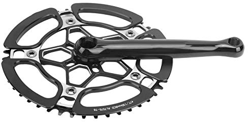 Single Speed Kurbelgarnitur, Aluminiumlegierung 170mm Kurbelgarnitur 45T Single Speed Kurbelgarnitur Fahrrad Kurbelarm Set Kettenrad Zubehör BCD 130mm(schwarz) Fahrrad und Ersatzteile