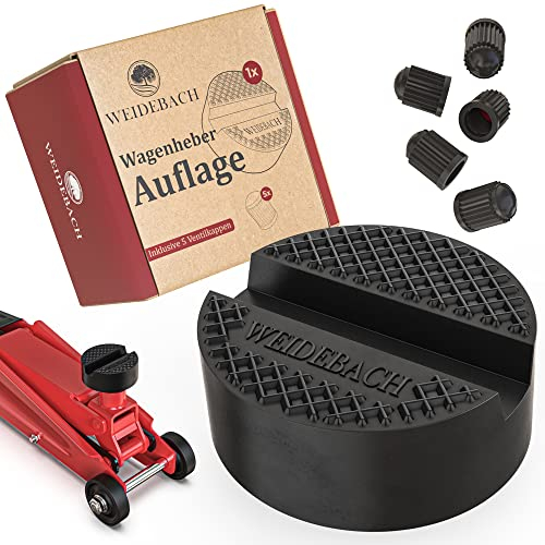 WEIDEBACH® stabile & sichere Wagenheber Gummiauflage inkl. 5X Ventilkappen, universeller Gummi für Wagenheber & Hebebühne, rutschfeste Gummiauflage Wagenheber, Aufsatz Wagenheber, Wagenheber Auflage