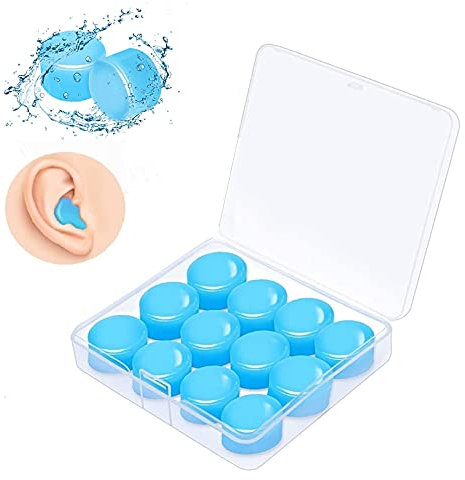 Waterproof Swimming EarPlugs for Adults, Soft Silicone Swim Earplugs, Ear Plugs for Surfing Diving Showering Snorkeling - Keep Water Out and Ear Protection (Blue, One Size)