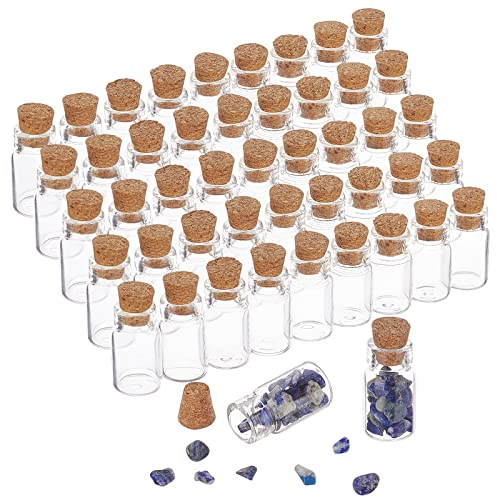 PH PandaHall 50pcs Mini Glass Bottles, 1.5ml Wish Favor Bottles with Cork Stoppers Tiny Empty Spell Jars Storage Container for Wedding Decoration Home Party Favors DIY Crafts, 18x10mm