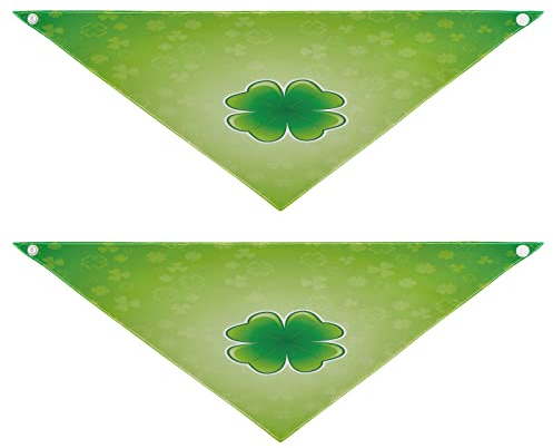 2 Stück Hundehalstücher Haustier Bandana Schal Druckknopf Dreieck Lätzchen Halstuch Set Haustier Urlaub Zubehör Dekor für kleine bis große Welpen Hunde Katzen kleine Glückskleeblatt
