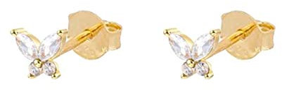 Ohrhänger Silber, Ohringe Damen Schmetterling Zirkonia Weiß Gold Brautschmuck Frauen Geschenk