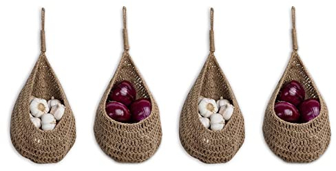 Twine Zwiebel Korb für Aufhängen für Speise Kammer, Kartoffel Knoblauch Zwiebel Speise Kammer Aufbewahrungs Körbe, Boho Wand Körbe 4 Stücke