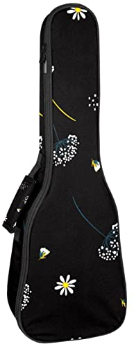 Ukulele Koffer Schwarze Blume Ukulele Tasche 23 Zoll 10Mm Gepolsterte Für Sopran Tenor Konzert Ukulelen