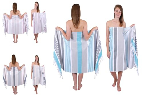 Betz Saunatuch Hamamtuch [2er Pack] Saunahandtuch Strandtuch Badetuch Duschtuch Strandhandtuch Picknickdecke 100% Baumwolle Extra Leicht Damen&Herren 90x170 cm Farbe Altrosa