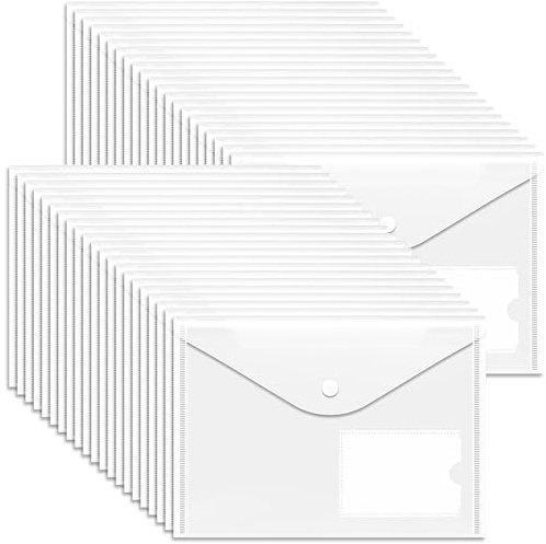 GoodtoU A5 Transparente Kunststoffhüllen mit Druckknopf, 40 Stück, A5-Ordner, Dokumentenmappen mit Ausweisfenster, Ideal für Büro, Schule und Zuhause