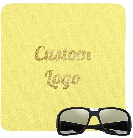 Muka 250 PCS Custom Microfiber Cloth Gold Foil Imprint Glasses Phone Screen Cleaning Cloth Trade Show Gift-Yellow