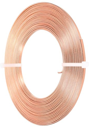 PATIKIL 16,4 Fuß Flacher Aluminiumdraht, 18 Gauge Biegsamer Eloxierter Aluminiumdraht 3mm Breit für Schmuckherstellung, Kupfer