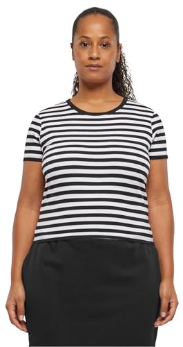 Urban Classics Camiseta para Mujer de Manga Corta a Rayas Color Blanco/Negro, Talla XL, Negro/Blanco, XL