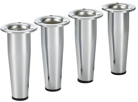 SOTECH 4 Stück Möbelfüße Fox-TROT Höhe 150 mm Chrom poliert Stellfüße | verstellbar um max. 12 mm Schrankfüße