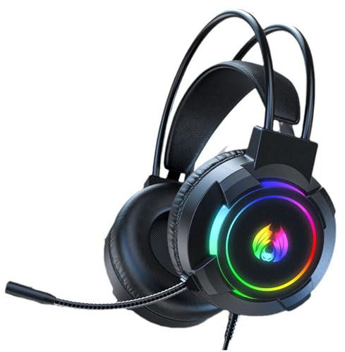 Loufy Auriculares para juegos 7.1 estéreo envolvente con graves, Cascos con Cable para computadora, consola de juegos con micrófono RGB