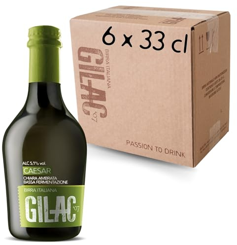 GILAC CAESAR MÜNICH HELLES Birra artigianale Ambrata 6 Bottiglie da 33 cl, Birra Speciale Italiana Non Filtrata e Non Pastorizzata, Birre artigianali confezioni regalo Gradazione Alcolica 5.1% Vol