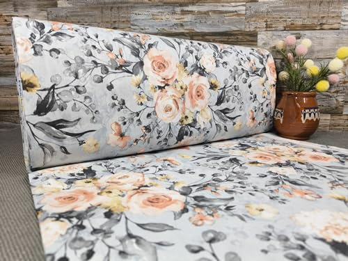 240cm Breit Meterware ab 50cm Popeline Baumwolle Stoff Baumwollstoff Kinderstoffe Stoffe Blumen Rosen Rosenblüte Babystoffe Ranforce Bastelstoff ÖKO-TEX VP0B048 (Grau/Puder)