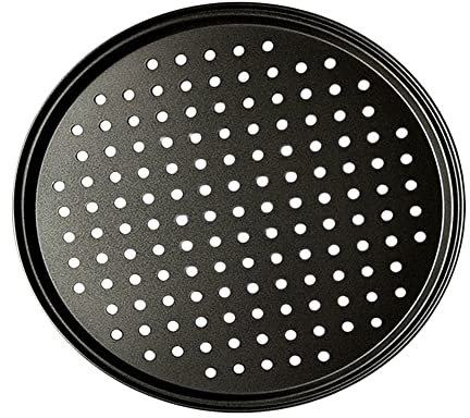 WANGZEYU Piatti Pizza 1 PCS 28/32 Centimetri in Acciaio Antiaderente Pizza Teglia Piastra con Foro Bakeware Strumento di Cottura Utensili da Cucina Teglia Piatti per Pizza(Color:32cm)
