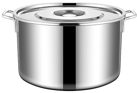 Suppentopf, Suppeneimer aus Edelstahl 201 mit Deckel, Wasserspeicherfass/Ölfass mit großer Kapazität, for das Catering-Geschäft und den Privatgebrauch(50L)