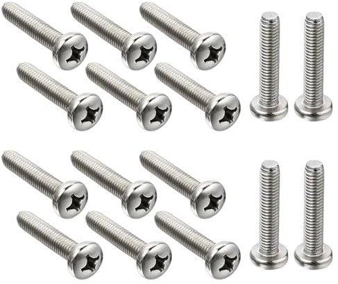 FSSTUD Flachkopf-Maschinenschrauben, Flachrundkopf-Maschinenschrauben, Vollgewinde-Schrauben, Edelstahl, Kreuzschlitzschrauben, Mehrzweckschrauben für Maschinen, Möbel, 20 Stück