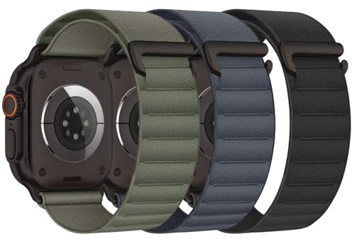3 Pack Alpine Loop Compatible with Apple Watch Straps 45mm 44mm 46mm 49mm 42mm for Women Men, Nylon Sport Loop Replacement Band mit C-Hook for iWatch Ultra 3 2 1 SE Series 11 10 9 8 7 6 5 4 3 2 1