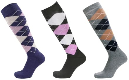 PFIFF Reitstrumpf Set, 3 Stück in verschiedenen Farben, Reitsocken mit verstärktes Fußbett, Größen 34-42