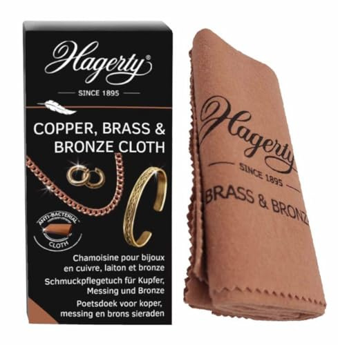 HAGERTY Copper, Brass & Bronze Cloth I 30x36 cm I Reinigungstuch für Kupfer, Messing & Bronze I antibakterielles Poliertuch aus 100% Baumwolle I für Kupferschmuck, Deko-Artikel, Musikinstrumente etc. | Reinigungstuch für Kupfer, Messing und Bronze, für Schmuck, Dekorationsgegenstände