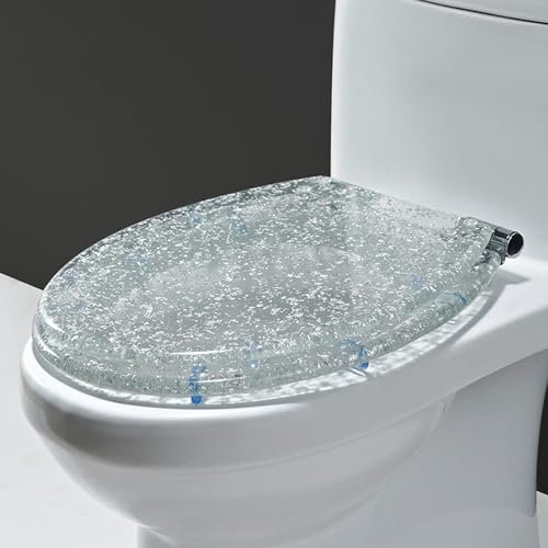 Unikicool Siège De Toilette en Résine,Abattant WC Paillettes,Lunette WC,Abattant De Toilette en Résine Paillettes,Abattant WC Standard,Siège De Toilette épaissi en Résine,pour Toilette