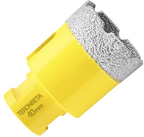 Teronbeta Diamond Core Drill Bit 40mm, M14 Vacuum Brazed Diamond Core Hole Cutter for Tile Porcelain Ceramic Granite Marble,and for Angle Grinder