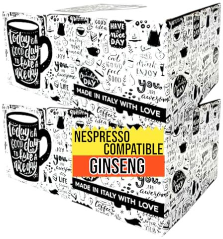 Bonini Ginseng Coffee Capsules Compatible with Nespresso Coffee Machines. Case of 2 (Pack of 10, Total 100 Pods)