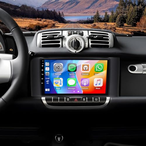 Android 14 Car Stereo For Mercedes Benz Smart Fortwo 2010-2015 with Wireless Carplay/Android Auto Autoradio Touch Screen 9inch 2 Din Head Unit MirrorLink/Bluetooth/SWC/WiFi/USB/Camera