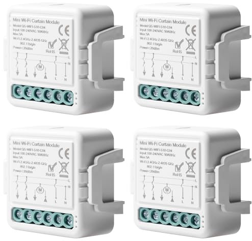 Modulo di commutazione intelligente per tapparelle Tuya WiFi, 4 pezzi, 2,4 GHz, controllo Alexa Smart tapparella, controllo app, timer per tapparelle, funzionamento con Alexa/Google Home