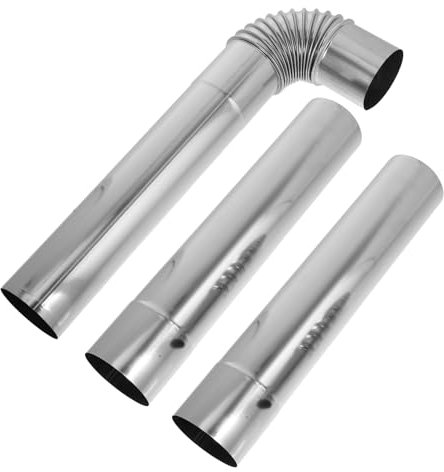 Tofficu 3piezas Tubo De Acero Inoxidable Para Calefacción De Gas Con Adaptador De Codo y Tubos Rectos De Kit De Salida De Humo Para Chimenea y Calentadores De Agua