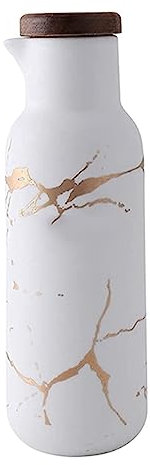 WDCDYQDH Distributeur d'huile et de vinaigre, Bouteille d'huile, Bouteille de Table en céramique - Huilier à Sauce soja ou vinaigre - Marbre Moderne (Couleur : Noir) (Blanc)