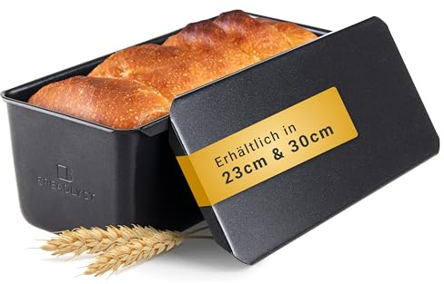 BREADLYST® Premium Brotbackform mit Deckel – Extra hohe Kastenform, Toastbrot-Backform aus Kohlenstoffstahl mit Antihaftbeschichtung, Brot backen Zubehör, Hitzebeständig bis 260 °C (30 x 11 x 10 cm)