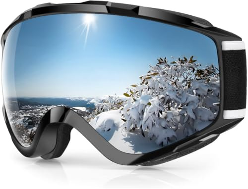 Findway Skidglasögon, skidglasögon för snowboard jet-snö, för kvinnor män damer ungdomar tonåring OTG över hjälm kompatibel, anti-dimma 100 % UV-skydd, anti-bländning