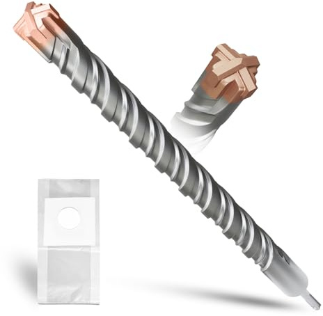 METOTY SDS Plus Hammer Drill Bit 40mm×460mm, with 4 Carbide Cutting Edges, Head with Coating, Masonry Drill, Hammer Drill, Concrete Drill, for Stone, Concrete, Natural Stone, Brick Wall