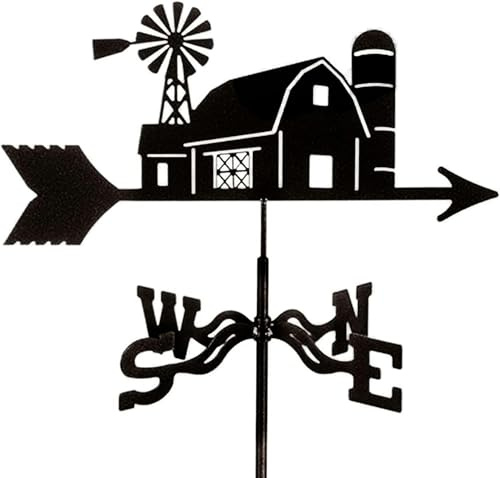 MWAYOYTE Girouette rétro avec indicateur de Direction du Vent, Fixation sur Toit, en métal, pour Jardin, créative, en Acier Inoxydable, pour Ferme