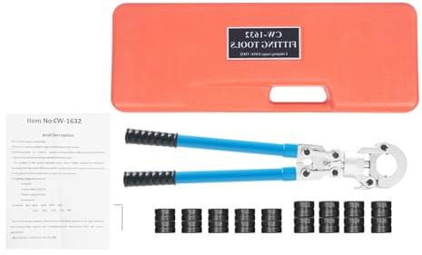 VonVVer Juego de alicates de prensa 6T con 9 mordazas de presión para tubos de 12 – 32 mm, 360 ° giratorio con maletín de herramientas, herramienta de prensado de tubos para tubos de cobre, aluminio y