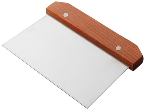 Dough Scraper, Dough Cutter and Scraper, Stainless Steel Chopper with Wooden Handle, Reusable Kitchen Cutter for Cake Noodle Pizza 5.9x3.2, Stainless Steel