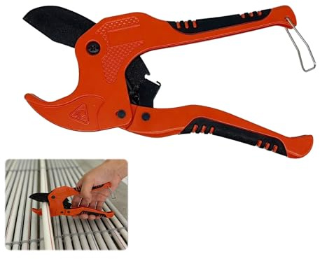 42mm PVC Pipe Cutter, Heavy Duty Plastic Pipe Cutter, Ratchet Pipes Cutters for Cutting PVC PEX PPR Plumbing Plastic Rubber Hoses Plastic Pipes Cutters with Non-Slip Handle