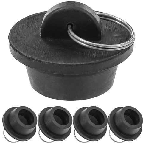 5pcs Rubber Bathroom Sink Stopper with Pull Ring for Washbasins