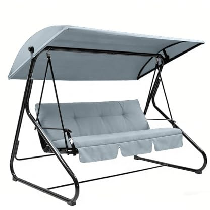 Hollywoodschaukel Dachbezug 190x120cm - Dach für hollywoodschaukel 3 Sitzer - Wetterbeständig Sonnendach für Gartenschaukel Garten-Schaukel Dachplane Ersatzdach für Hängebank Schaukel (Grau)