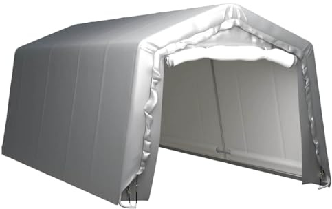 Mangloder - Tenda da magazzino, 300 x 600 cm, telaio in acciaio grigio, in polietilene, resistente alle intemperie, capanno per attrezzi, tosaerba, bicicletta e bidone della spazzatura, con cinghie di