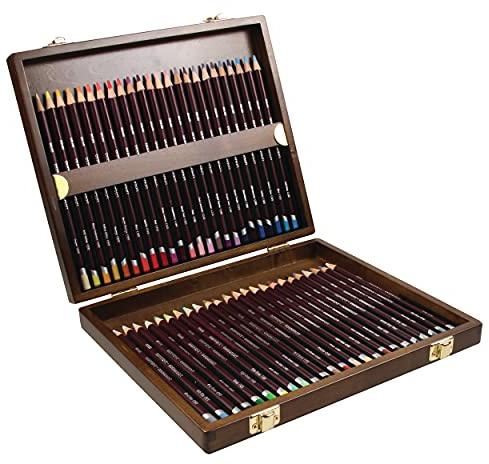 Derwent Coloursoft Buntstifte, Zeichnen & Schreiben, 48er-Set in einer Geschenk-Box aus Holz, Ideal für Farbaufbau, Professionelle Qualität, 2301660