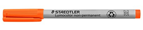 STAEDTLER Lumocolor 315 Non-Permanent – Orange, 10 Stück, M, 1,0 mm | Wasserlöslich, abwischbar von Folien – Universalstift für Folien – Art.-Nr. 315-4