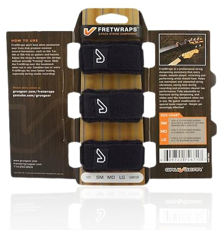 Gruv Gear FretWraps Saiten-Muter, groß, Schwarz, 3 Stück