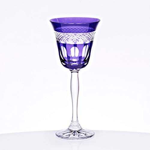 Weißweinglas 170ml Weinkelch Retro Kelchglas Kristallglas geschliffen violett